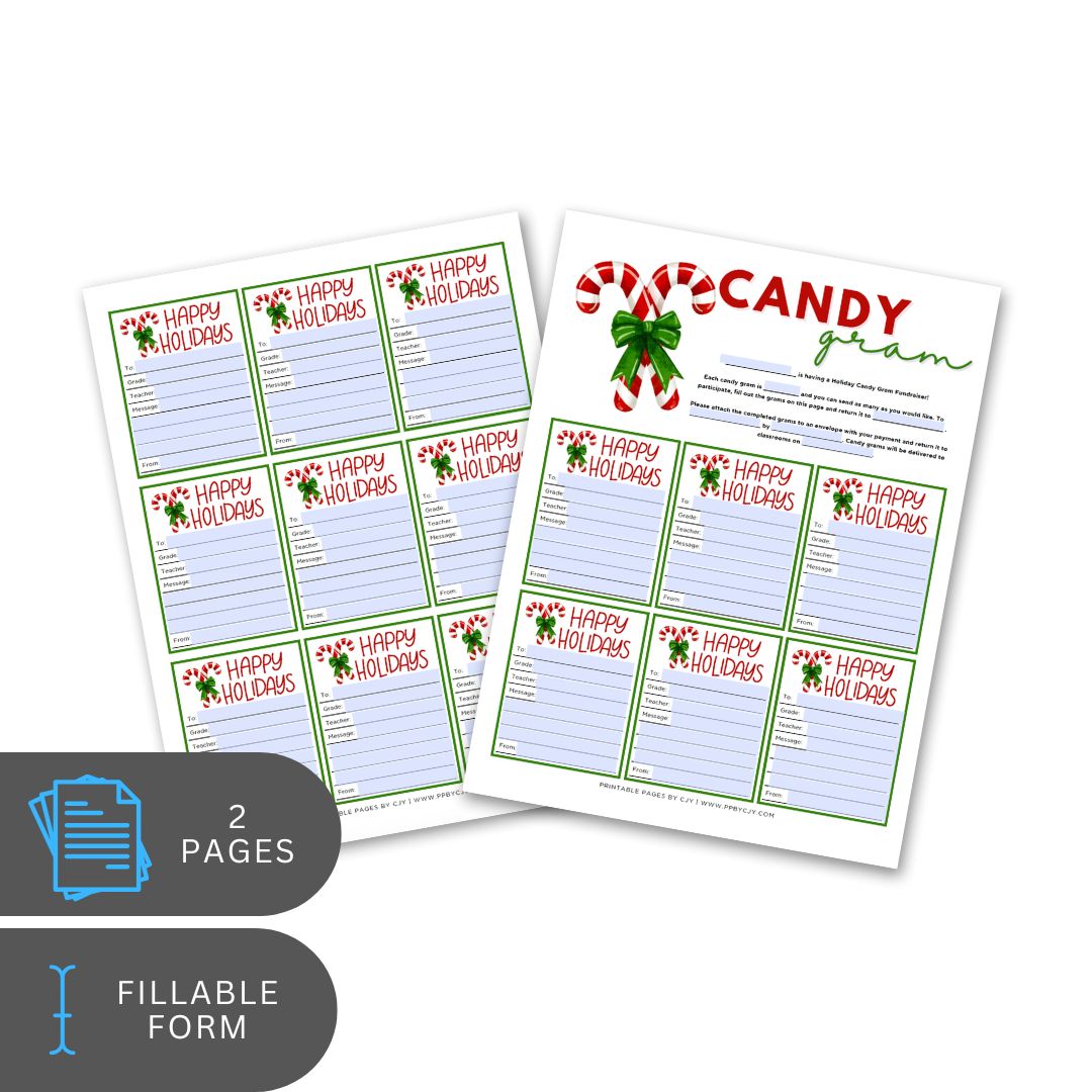 Two Christmas-themed fillable forms on a white background