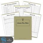 Set of amateur ham radio log books with various forms on a white background