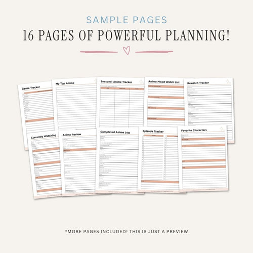 Anime Planner printable episode watchlist tracker and otaku bundle for anime series organization
