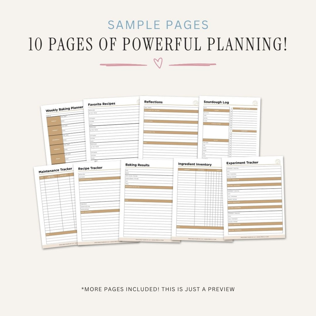 Sourdough Baking Planner printable bread fermentation and starter log bundle for home bakers
