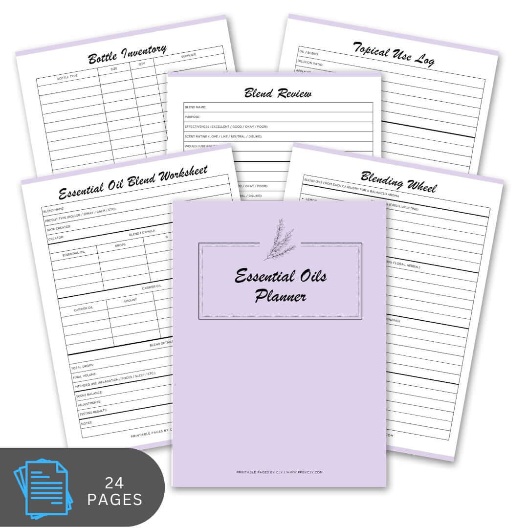 Essential Oils Planner Aromatherapy Blend Usage Bundle blend tracker