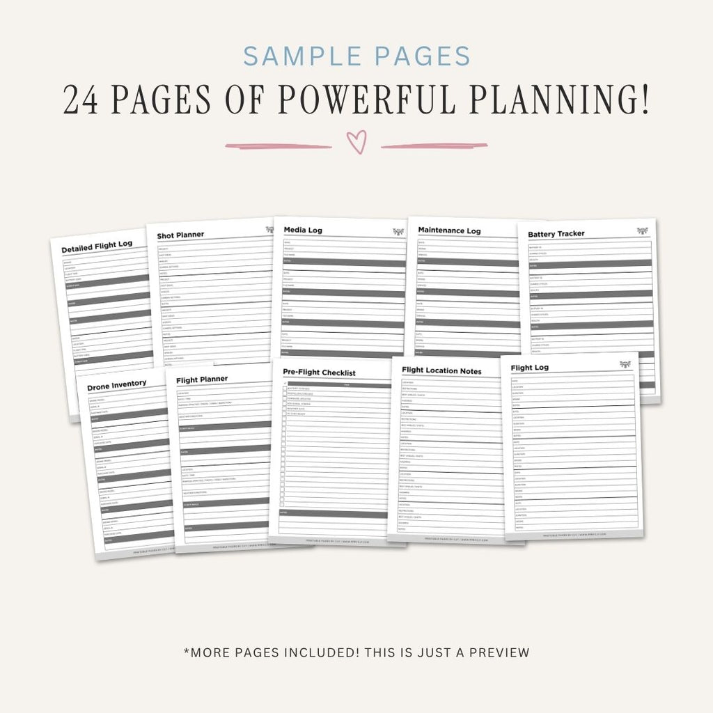 Drone Flight Planner UAV Maintenance & Mission Log Bundle flight sample pages