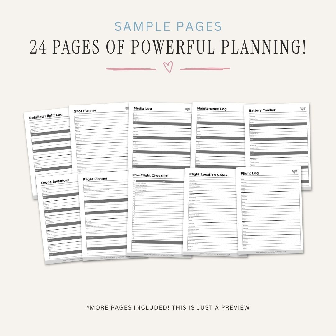 Drone Flight Planner UAV Maintenance & Mission Log Bundle flight sample pages