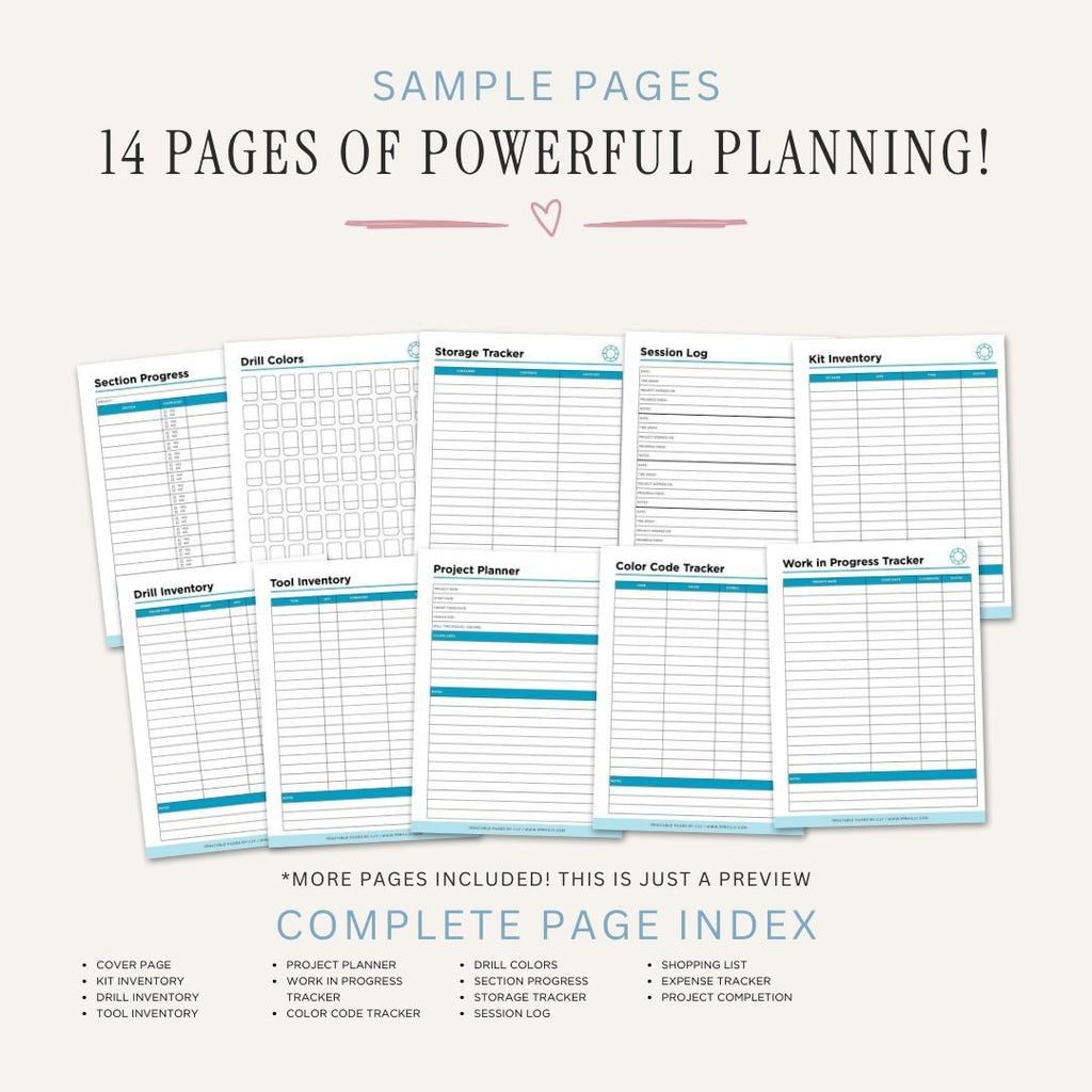 Diamond Art Planner printable drill inventory and craft painting bundle for diamond painting project tracking
