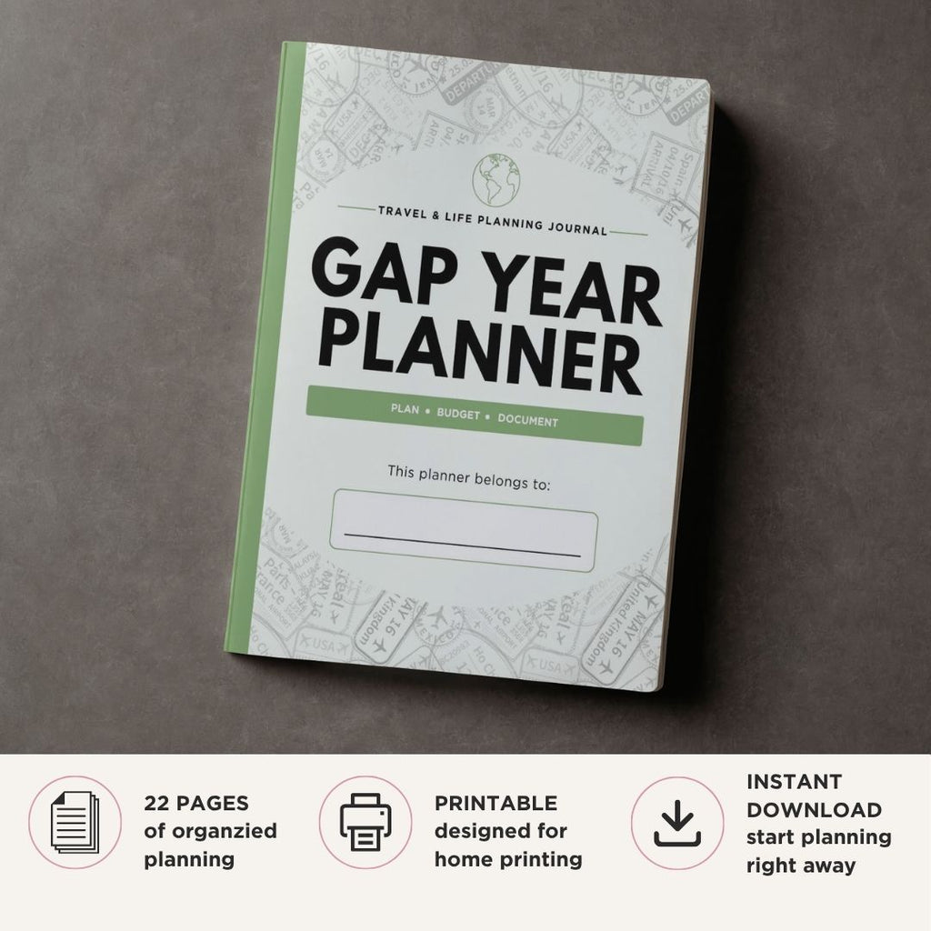 Gap Year Planner printable travel and life planning journal bundle for goals budgeting and personal development
