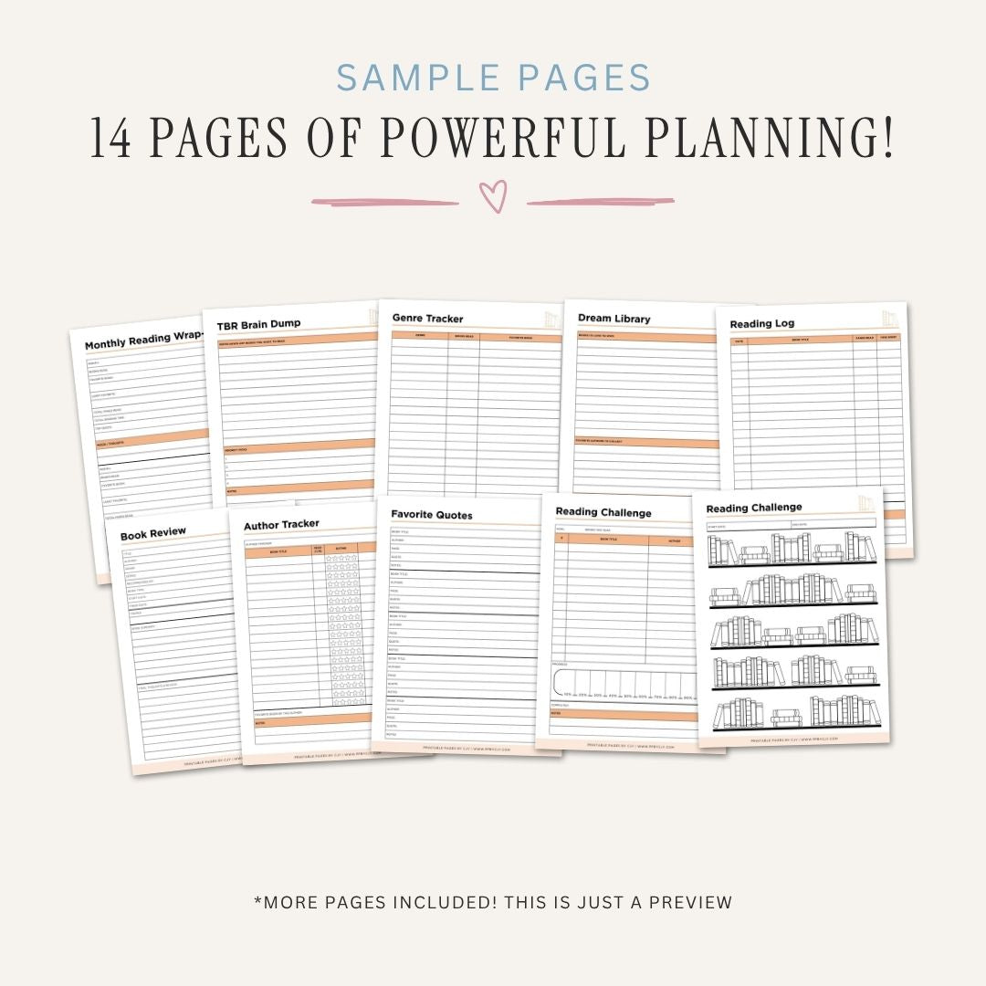 Reading Planner printable book tracker and review bundle for reading goals and book journal organization
