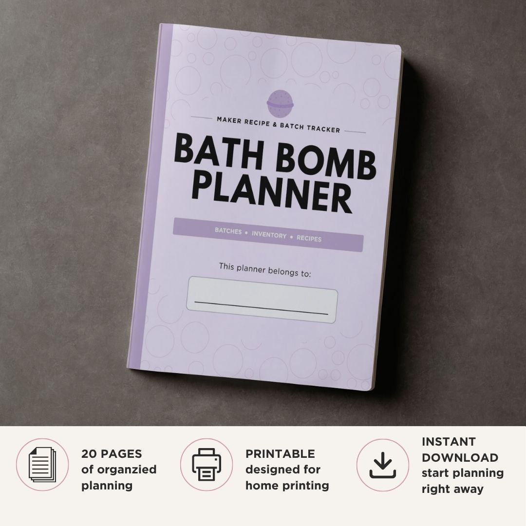 Bath Bomb Planner Recipe & Batch Tracker Bundle recipe page