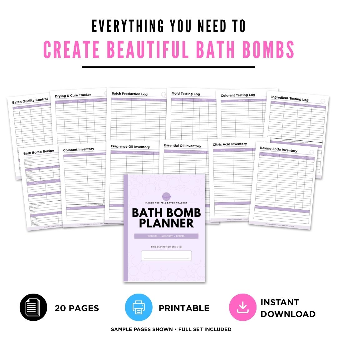 Bath Bomb Planner Recipe & Batch Tracker Bundle recipe page