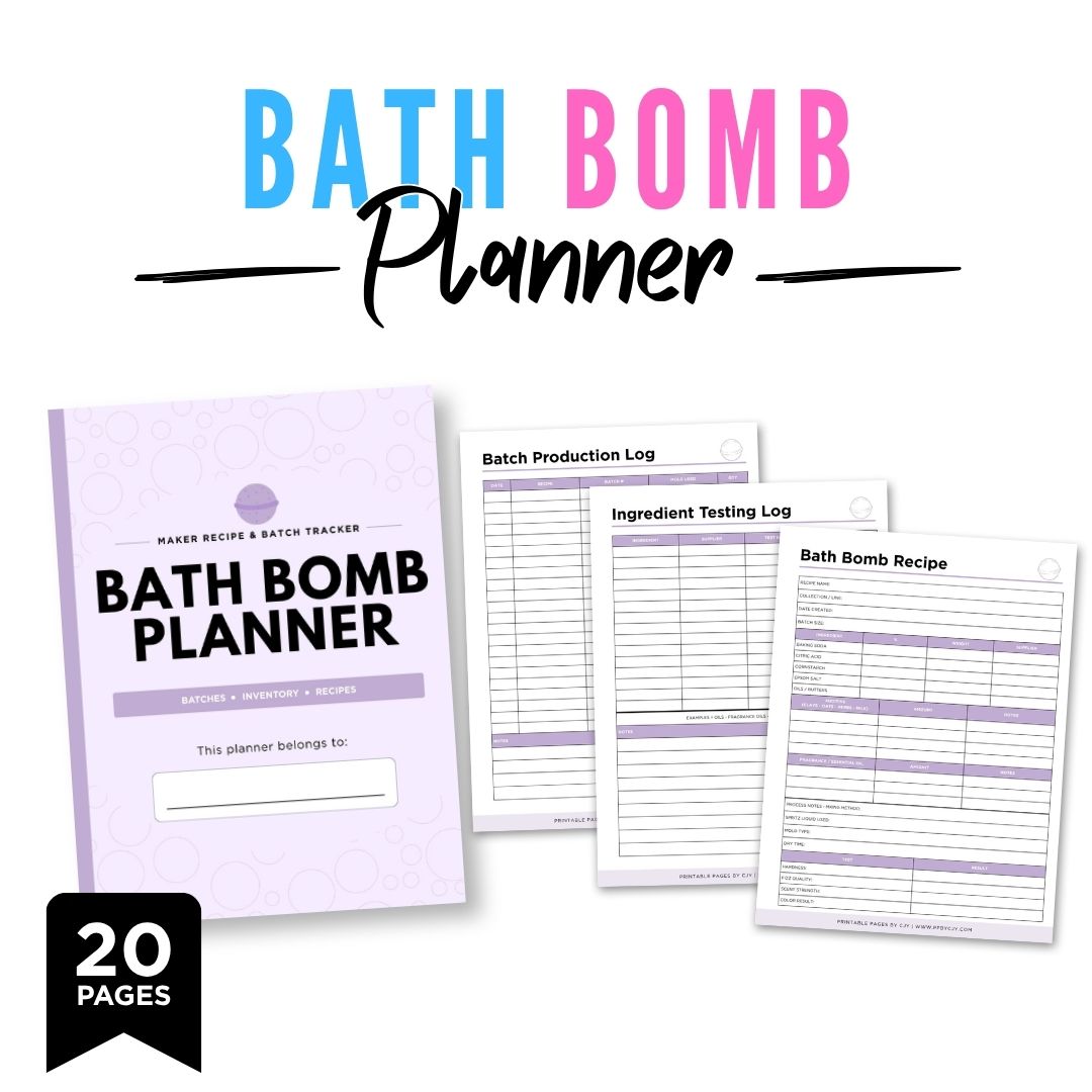 Bath Bomb Planner Recipe & Batch Tracker Bundle recipe page