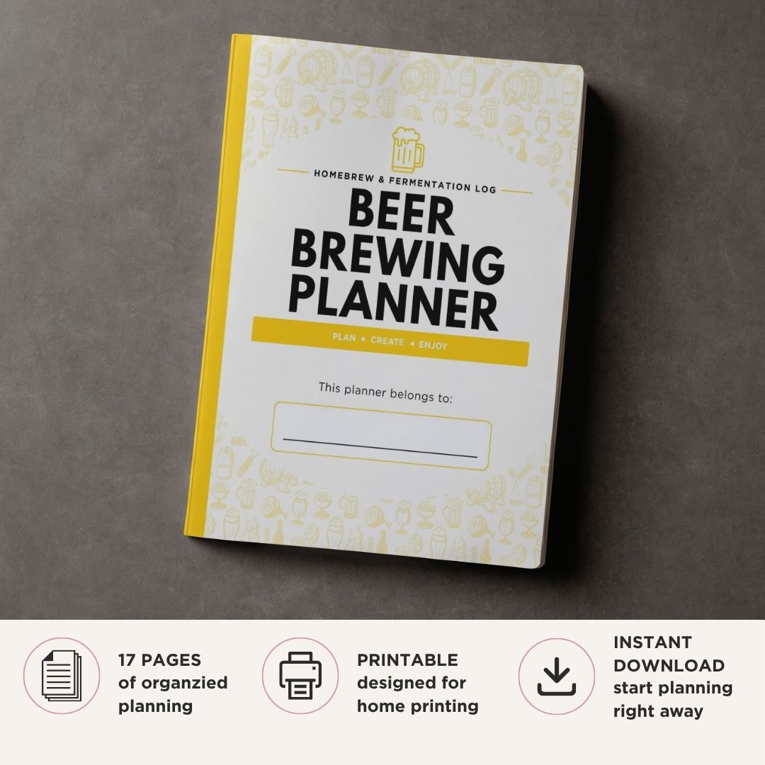 Beer Brewing Planner printable homebrew and fermentation log bundle for recipe and batch tracking
