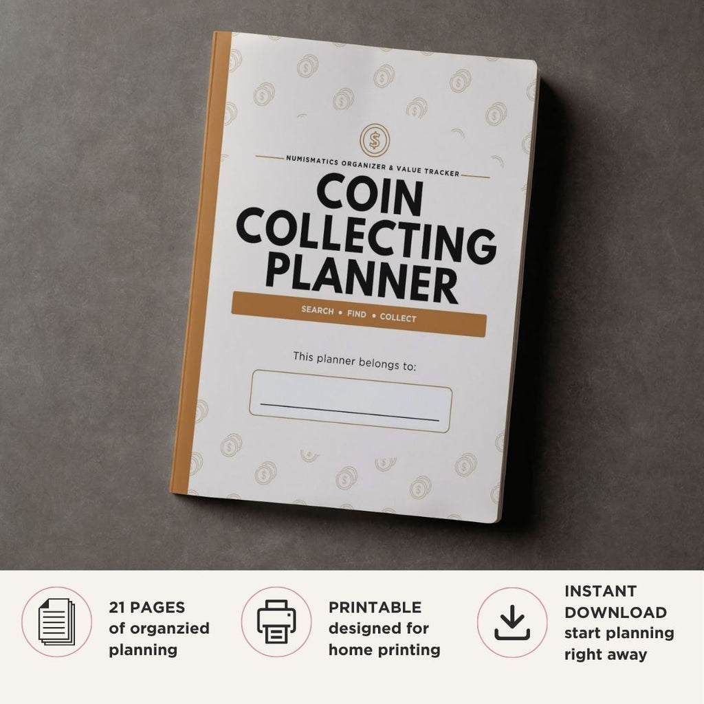 Coin Collecting Planner printable numismatics organizer and value tracker bundle for coin inventory and collection management
