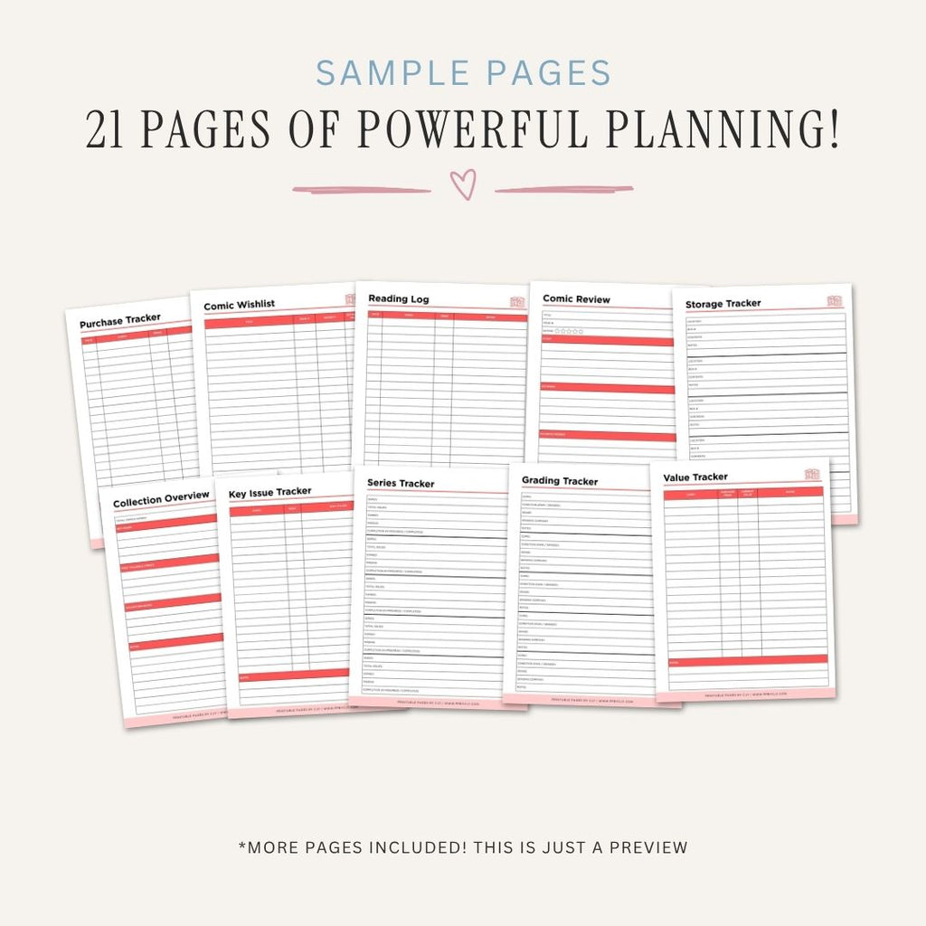 Comic Book Collector Planner Issue Inventory & Collection Log Bundle inventory tracking section pages