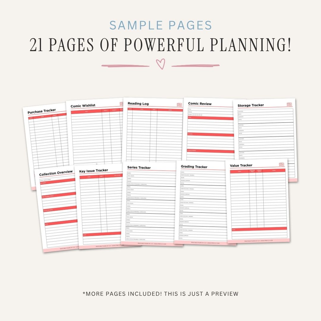 Comic Book Collector Planner Issue Inventory & Collection Log Bundle inventory tracking section pages
