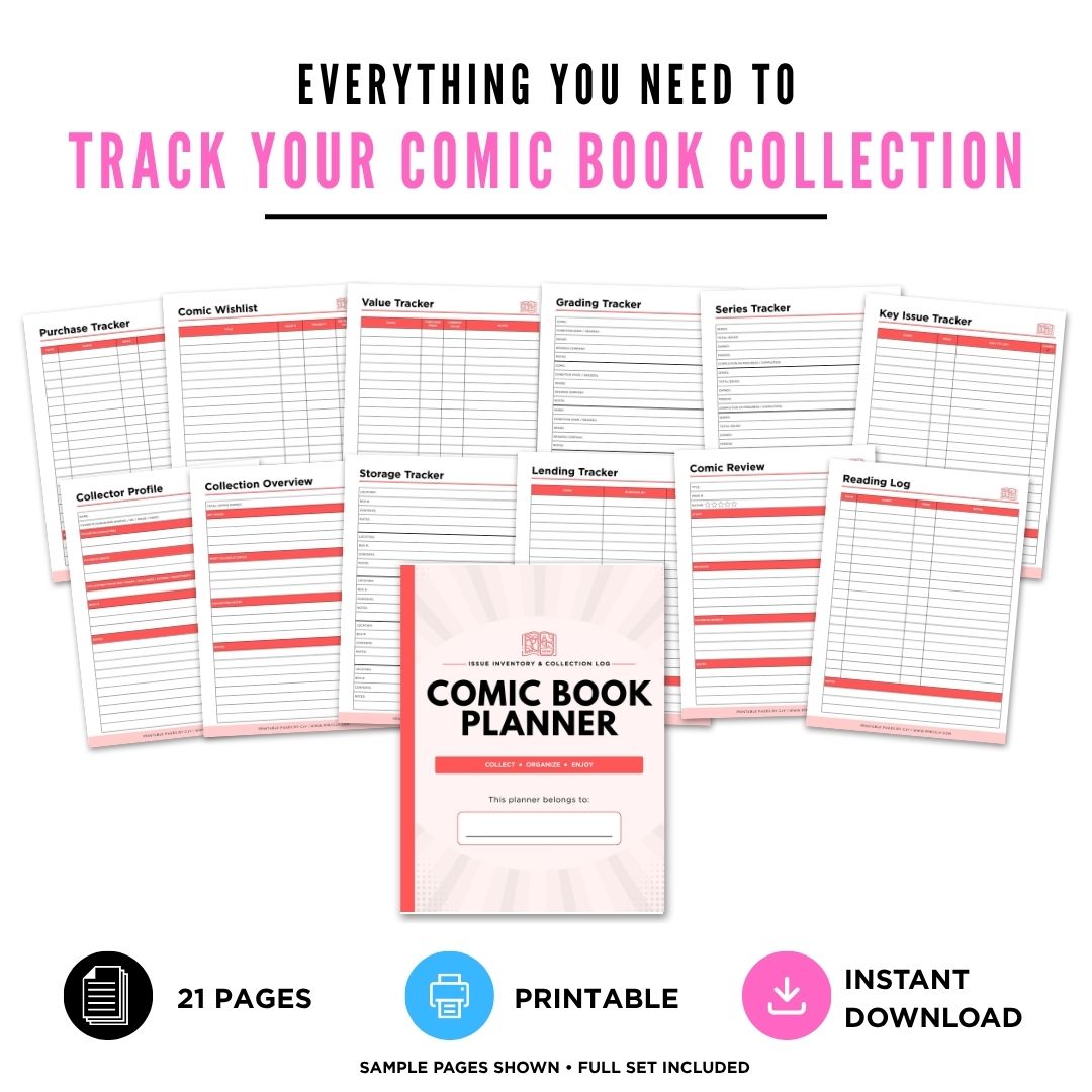 Comic Book Collector Planner Issue Inventory & Collection Log Bundle inventory tracking page layout
