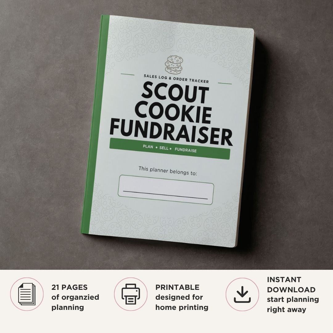Scout Cookie Fundraiser Planner printable sales log and order tracker bundle for cookie fundraising organization
