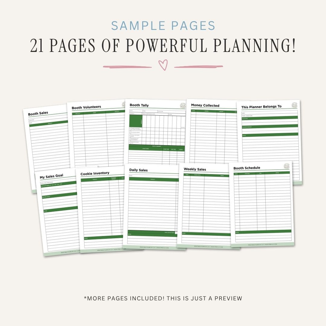 Scout Cookie Fundraiser Planner printable sales log and order tracker bundle for cookie fundraising organization
