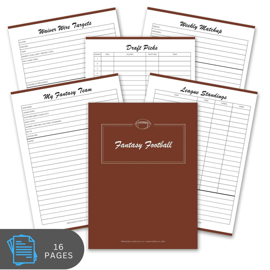 Fantasy Football Planner Draft Kit & League Tracker Bundle draft page
