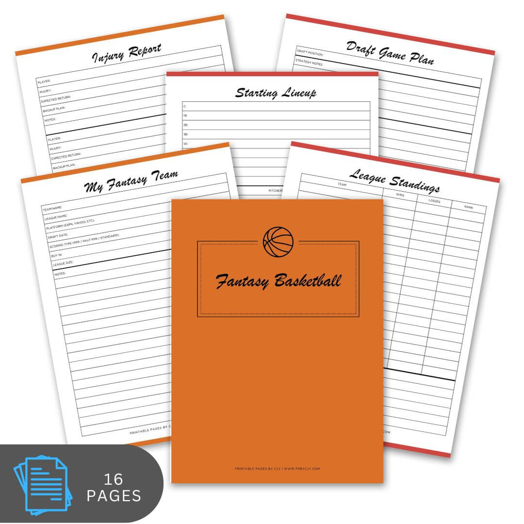 Fantasy Basketball Planner Draft Kit & League Tracker Bundle draft page
