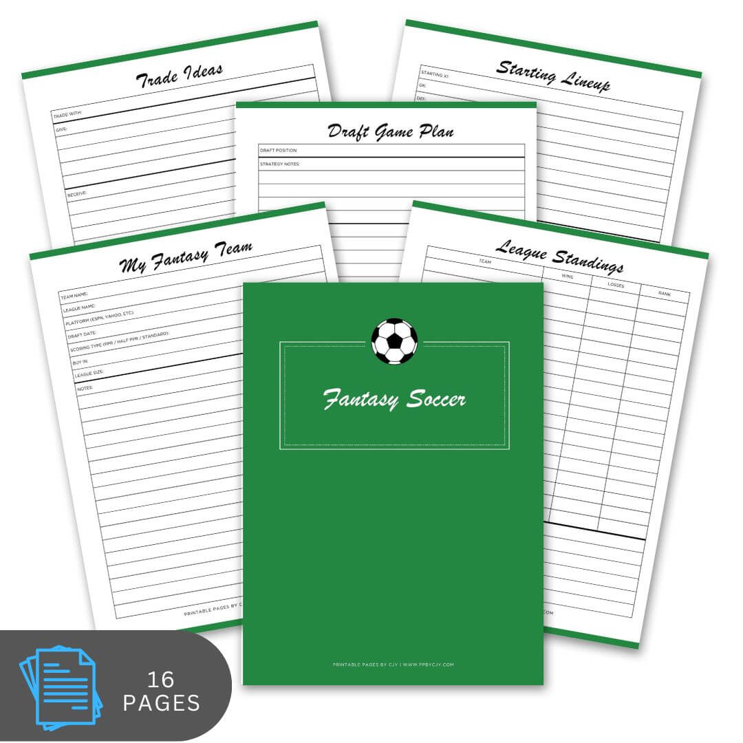 Fantasy Soccer Planner Draft Kit & League Tracker Bundle draft page
