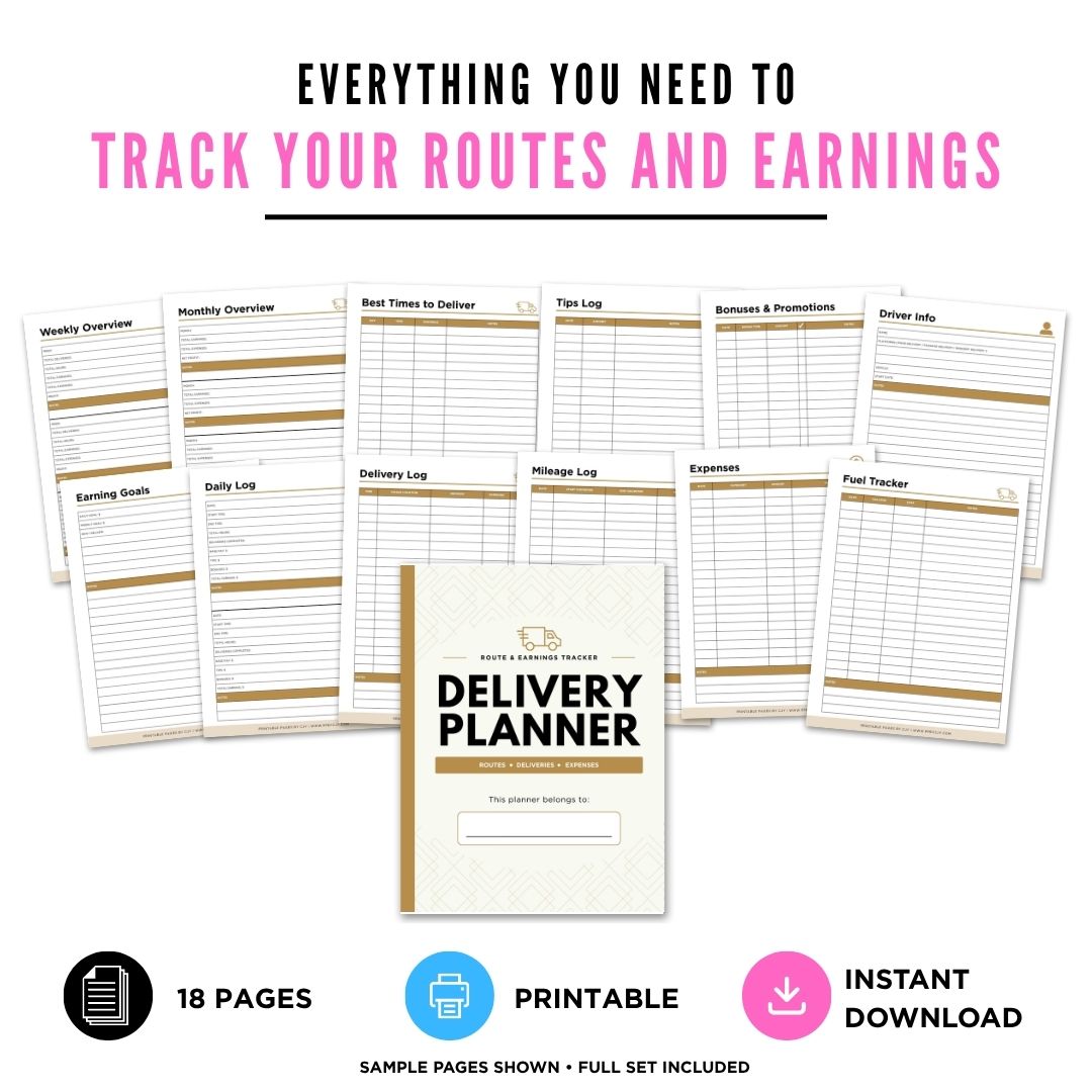 Delivery Driver Planner Route & Earnings Tracker Bundle earnings page
