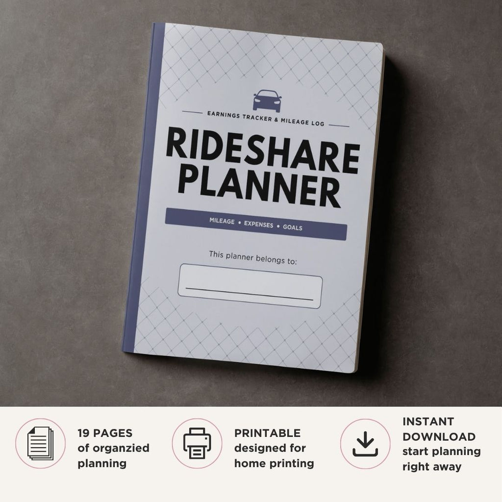 Rideshare Driver Planner Earnings Tracker & Mileage Log Bundle cover
