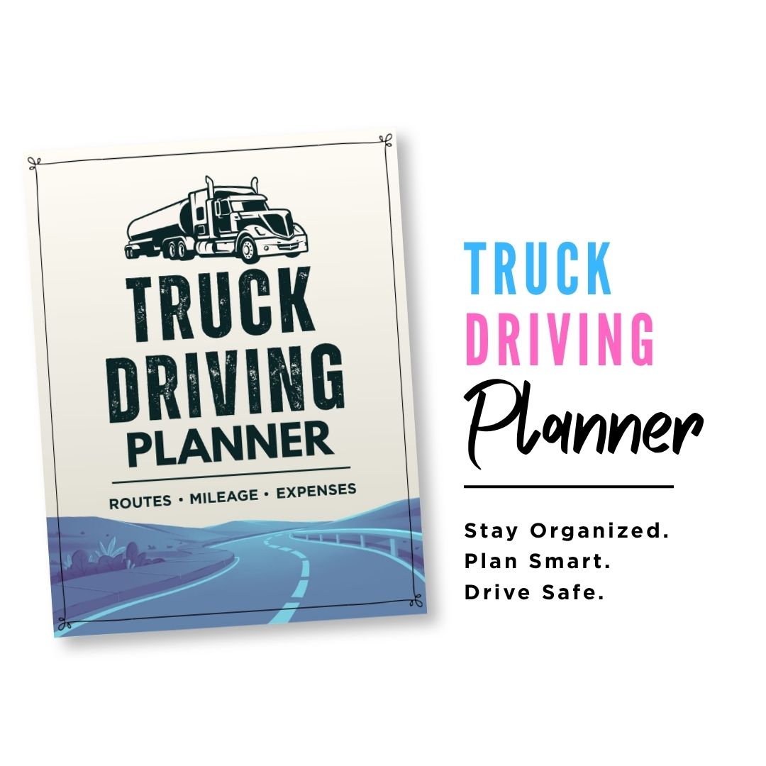 Truck Driving Planner CDL Driver Mileage & Route Tracker Bundle mileage log