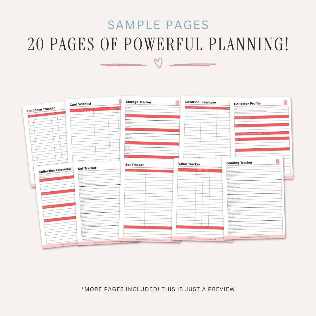 Trading Card Collector Planner TCG Organizer & Card Value Log Bundle inventory page
