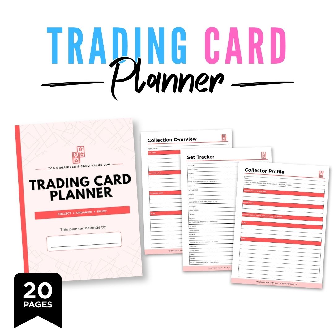 Trading Card Collector Planner TCG Organizer & Card Value Log Bundle inventory page
