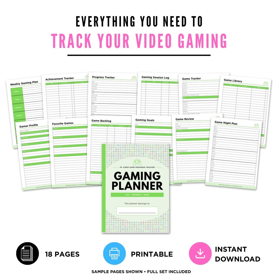 Gaming Planner PC Video Game Backlog & Progress Tracker Bundle backlog page

