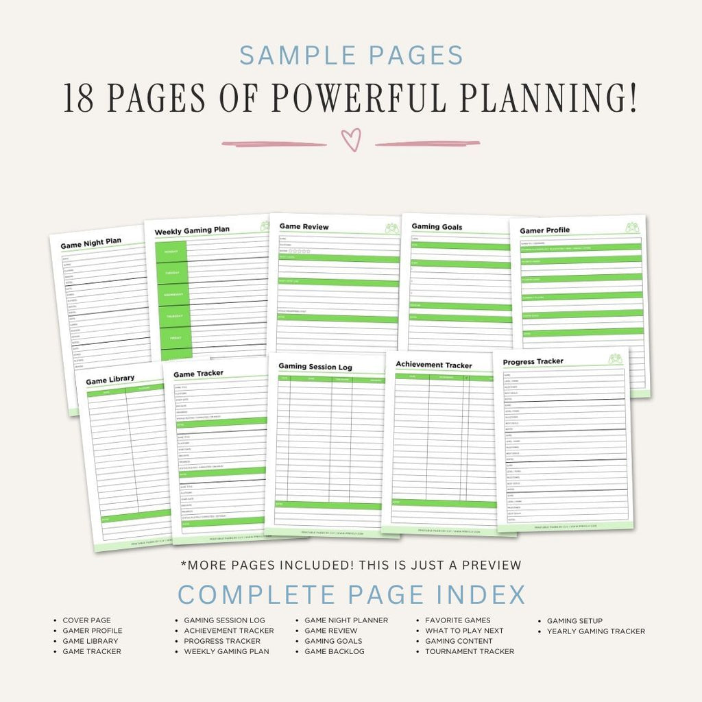Gaming Planner PC Video Game Backlog & Progress Tracker Bundle backlog page
