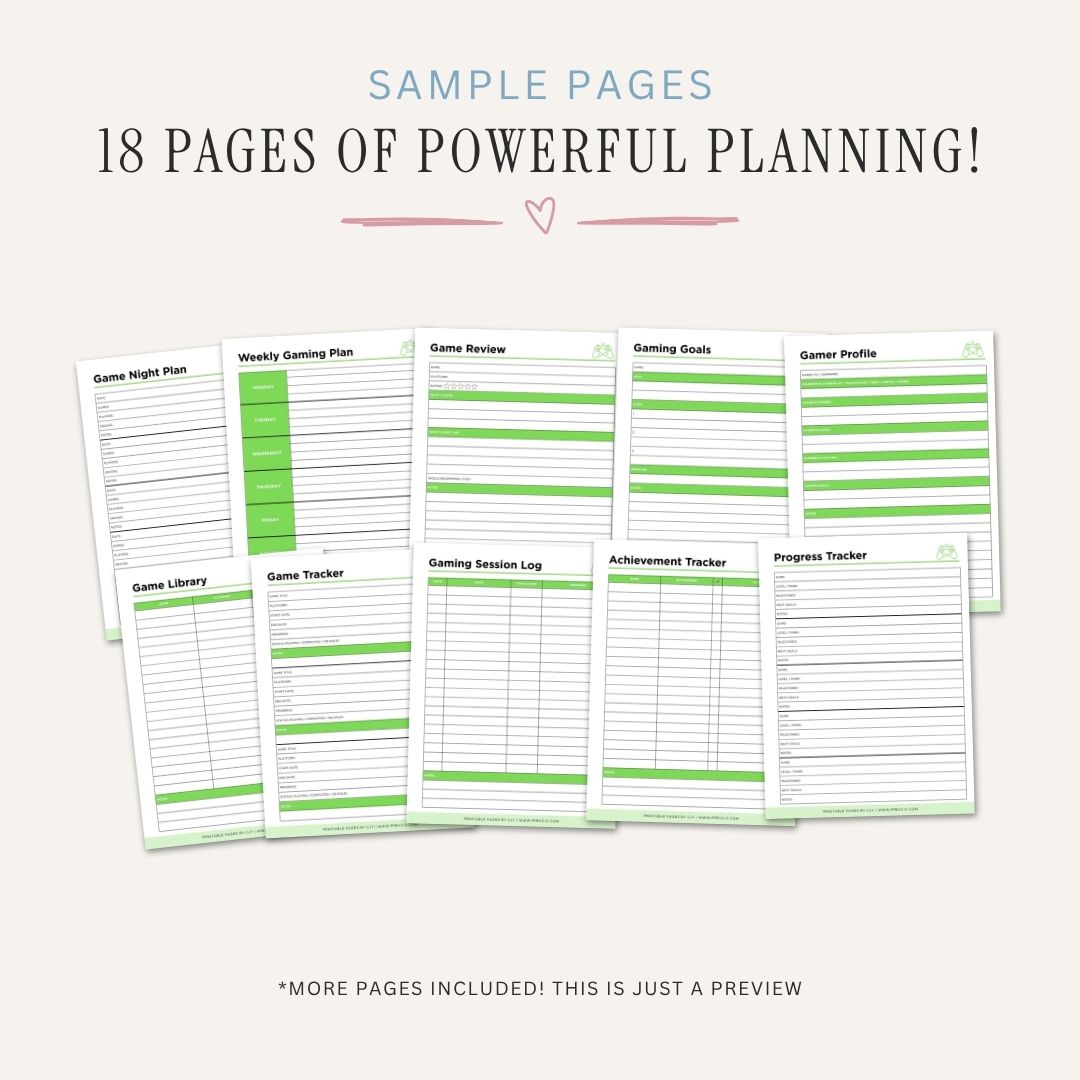Gaming Planner PC Video Game Backlog & Progress Tracker Bundle backlog page
