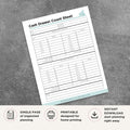 Cash Drawer Count Sheet printable retail cash tracking form for register balancing and reconciliation
