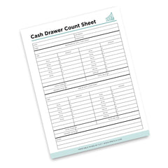 Cash Drawer Count Sheet printable retail cash tracking form for register balancing and reconciliation
