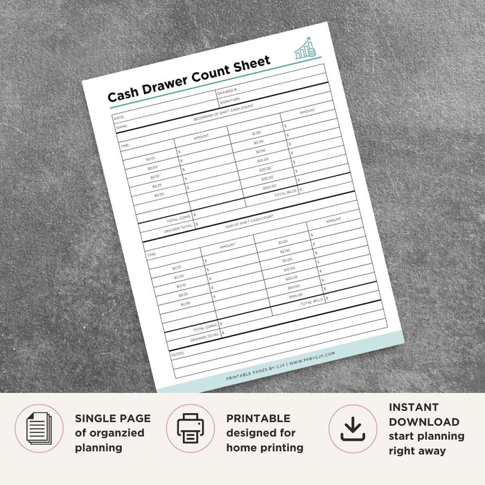 Cash Drawer Count Sheet