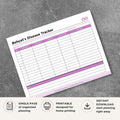 Behçet's Disease Tracker Printable Symptom Monitoring Log symptom tracker page
