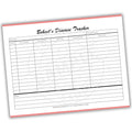Behcet's Disease Tracker sheet with columns for symptoms and treatment on a white background.