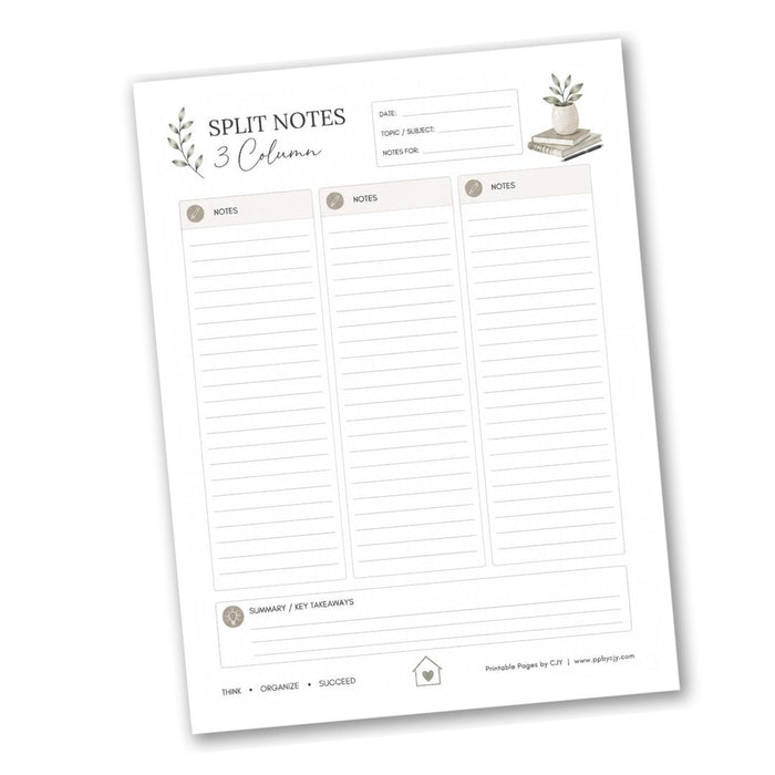 3 Column Split Notes