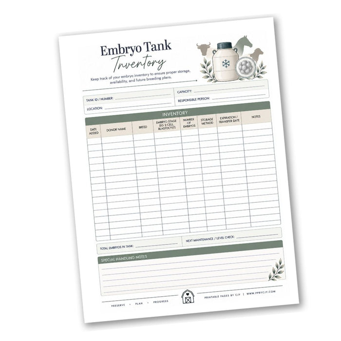 Embryo Tank Inventory Tracker