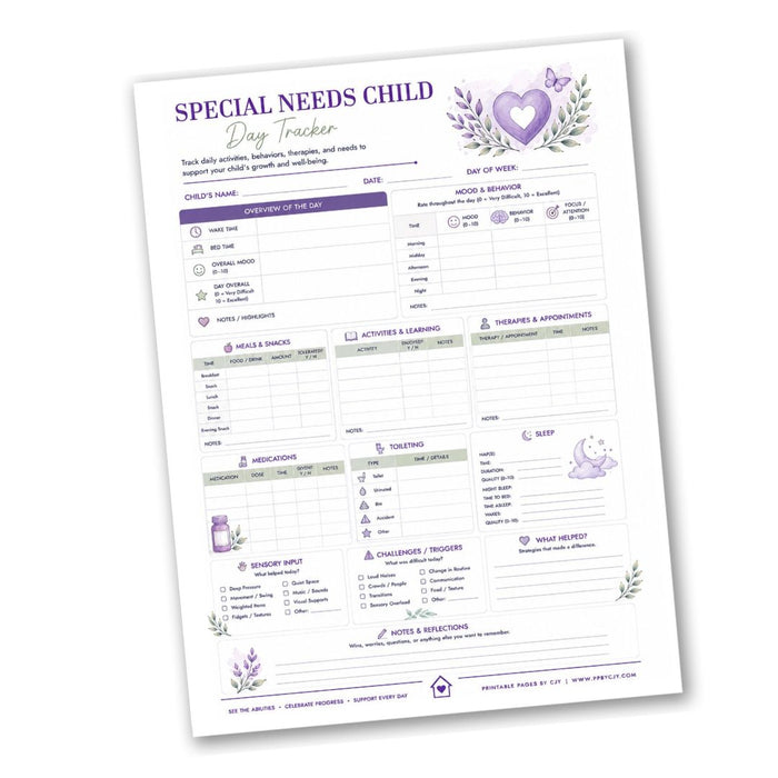 Special Needs Child Daily Tracker