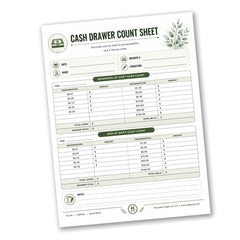 Cash Drawer Count Sheet