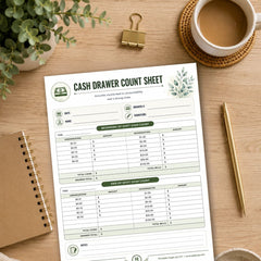 Cash Drawer Count Sheet