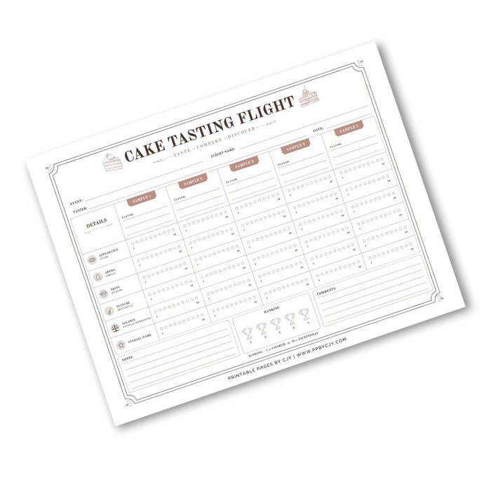 Cake Tasting Scorecard