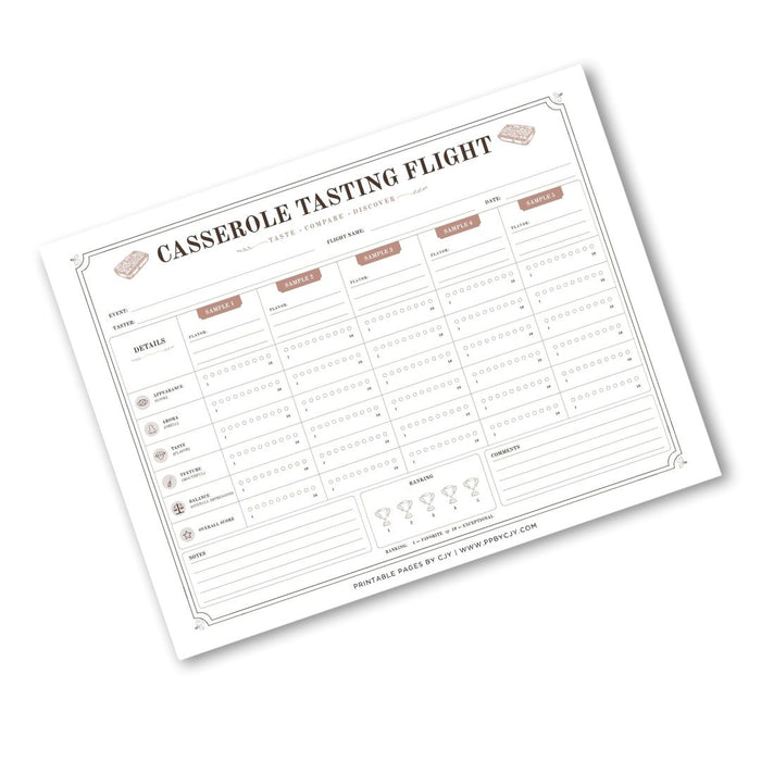 Casserole Tasting Scorecard