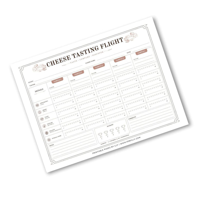 Cheese Tasting Scorecard
