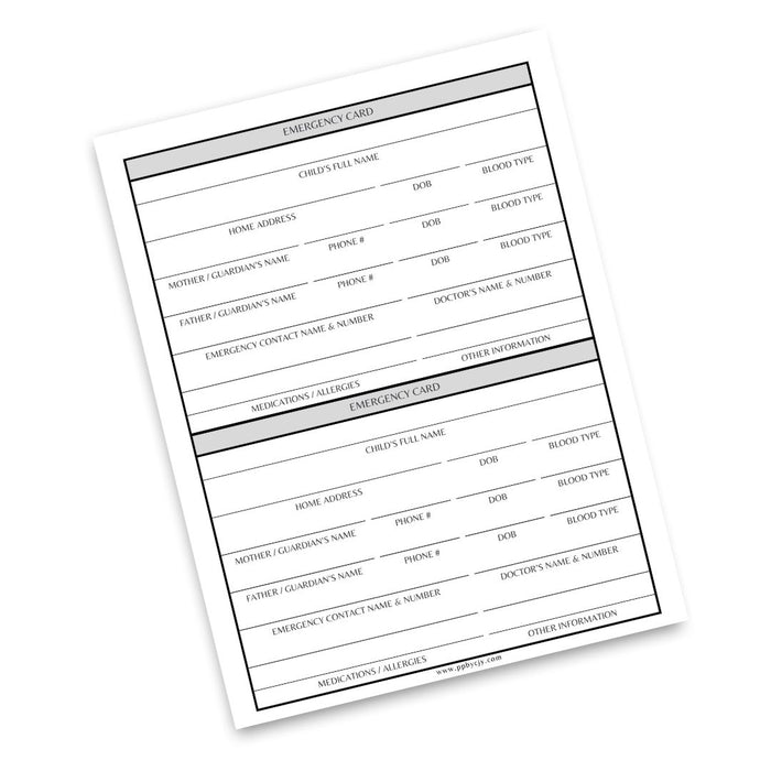 Child Emergency Contact Card