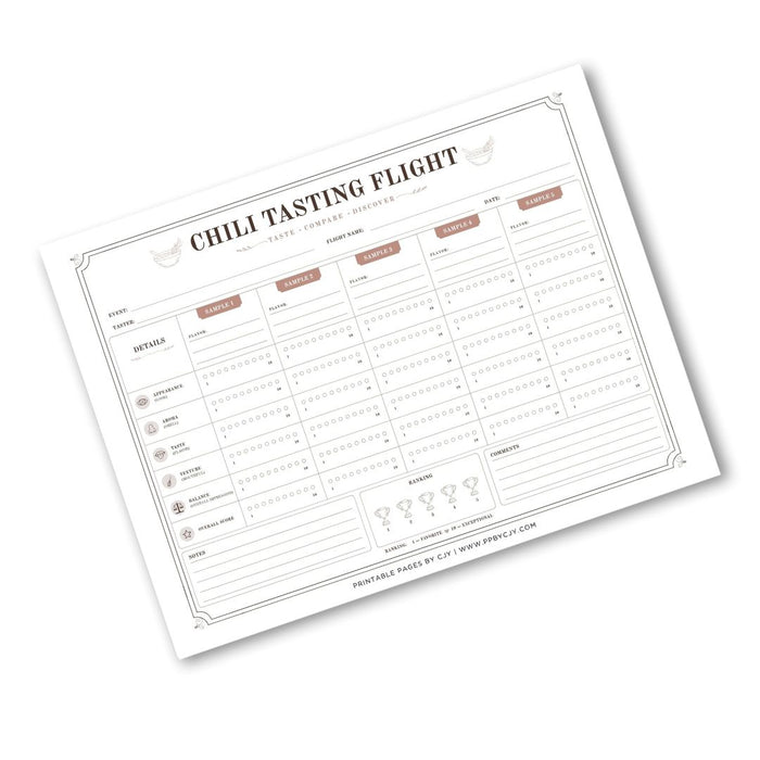 Chili Tasting Scorecard