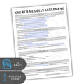 Church Musician Agreement form with fillable text on a white background