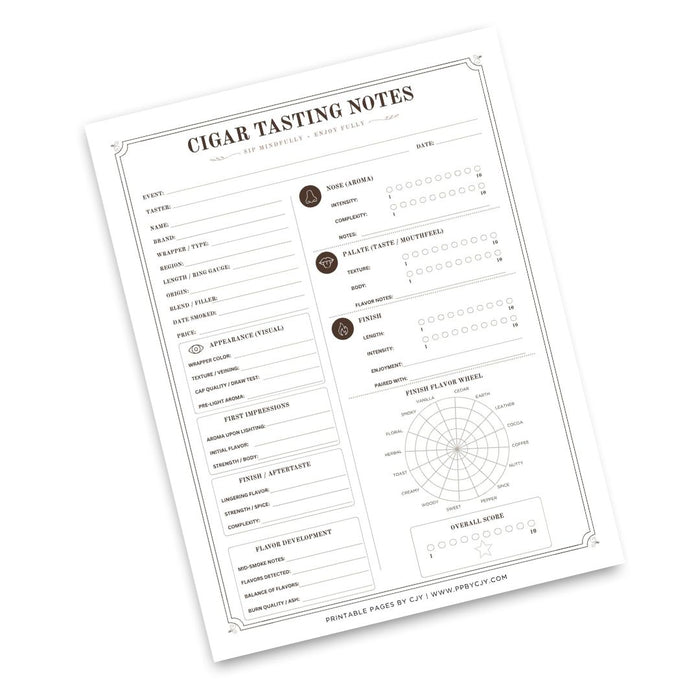 Cigar Tasting Scorecard