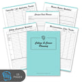 Collection of college and career planning worksheets with a blue notebook labeled 'College & Career Planning'.