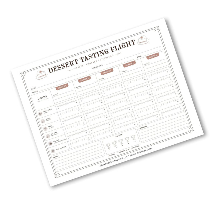 Dessert Tasting Scorecard